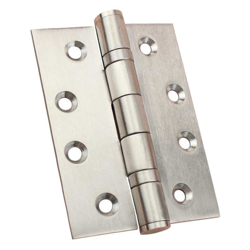 Bisagra plana de acero inoxidable 304 de 4 pulgadas, bisagra silenciosa resistente al fuego para puertas plegables de madera maciza con orificios curvos y bisagra reforzada