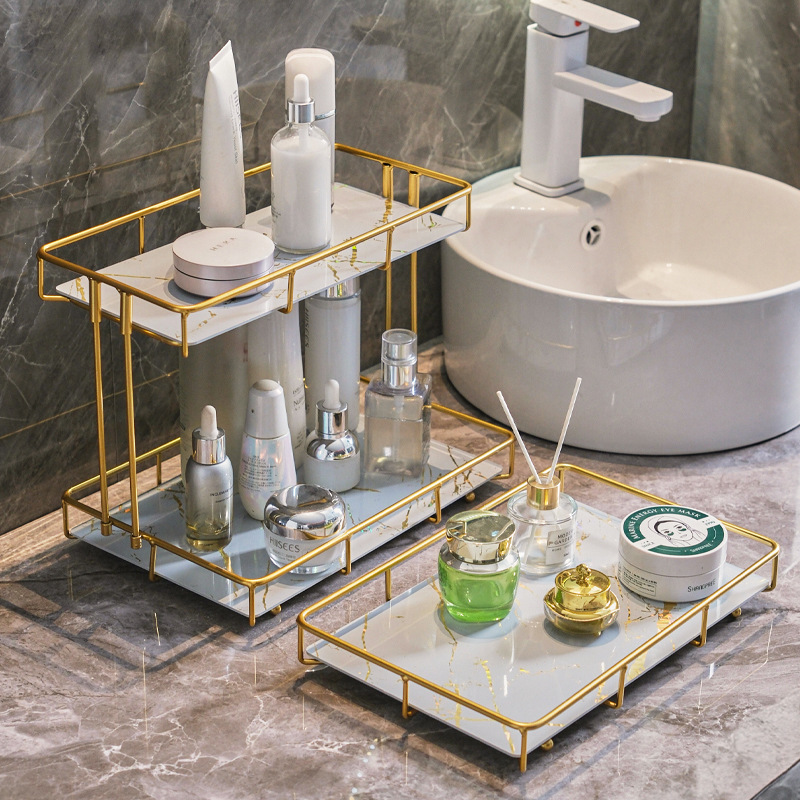 [Cross-Border Hot Item] Washstand Cosmetics Storage Rack Bathroom Storage Rack Toothbrush Desktop Skin Care Product Storage