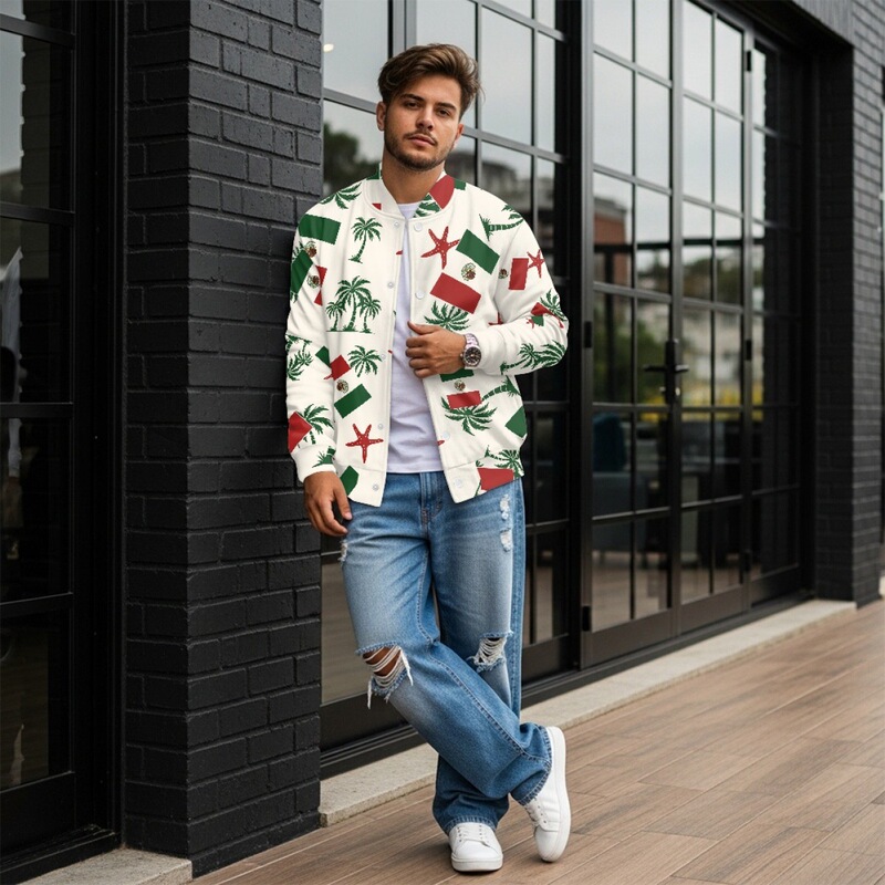 Popular Jackets Can Be Customized with National Flag Patterns. Men's Stand-Up Collar Jackets Can Be Shipped on Behalf of Others