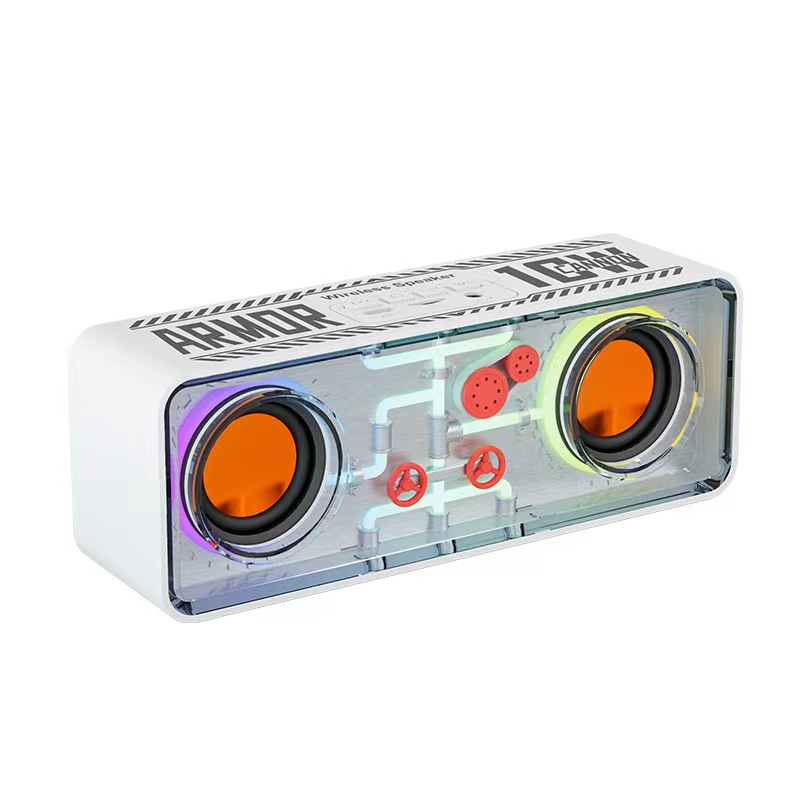 Mecha transparente cañón de acero altavoz bluetooth subwoofer al aire libre teléfono móvil computadora sonido inalámbrico regalo para chicos