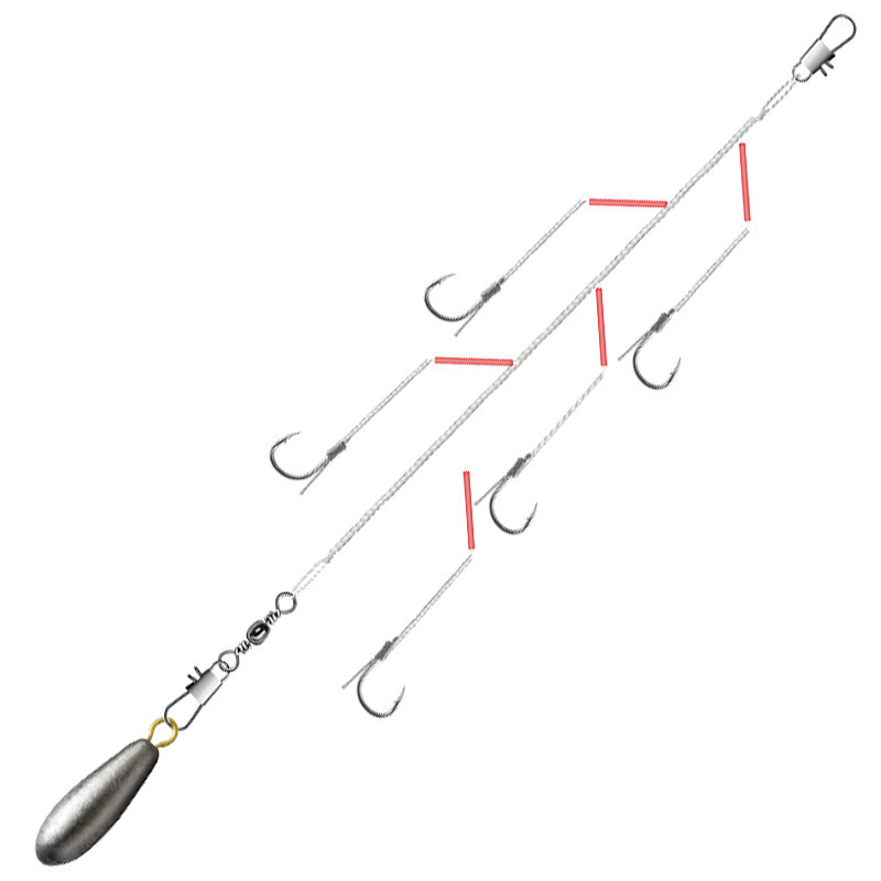 Dali string hook line anti -entangled fish hook catfish outer yellow spicy diced diced rod sea rod pill fishing group set