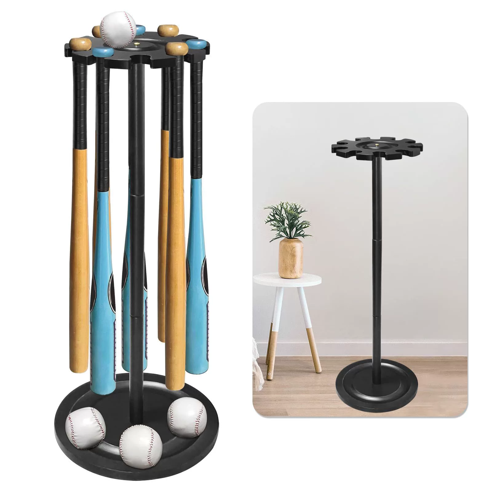 Деревянные кронштейны для бейсбола с напорами с несколькими полками для клюшек для хранения бейсбола Подставка для хранения спортивного инвентаря на открытом воздухе