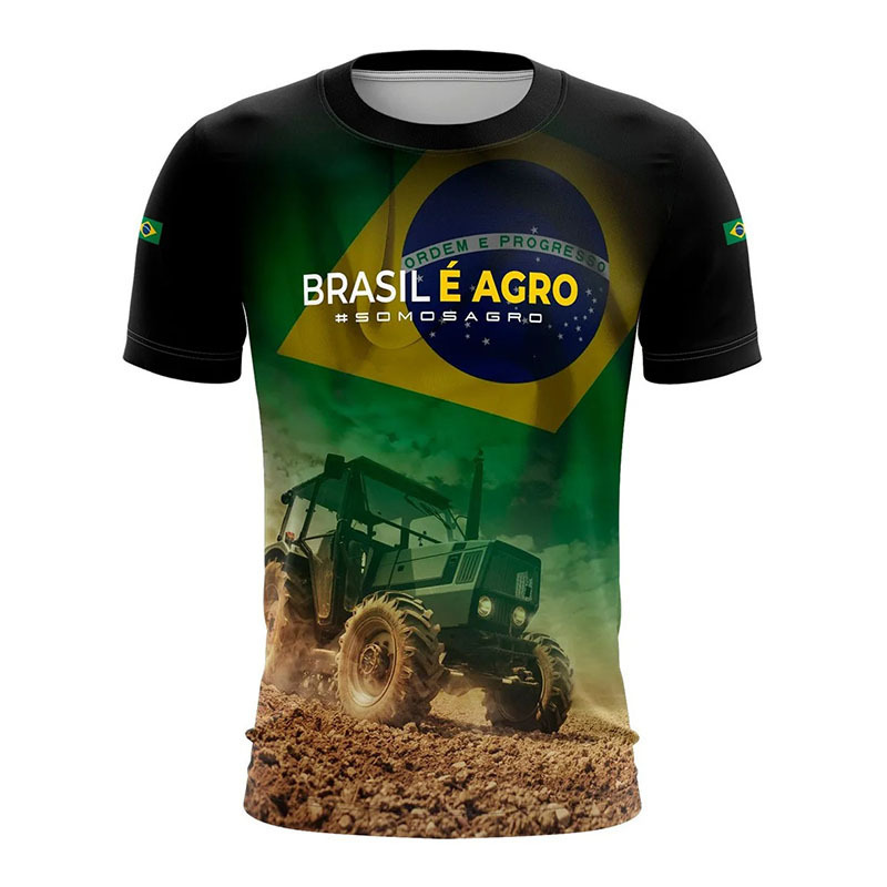 Camiseta de cuello redondo de bandera nueva transfronteriza Camiseta de cuello redondo con impresión digital 3D Top de hombre casual más tamaño camisa de manga corta