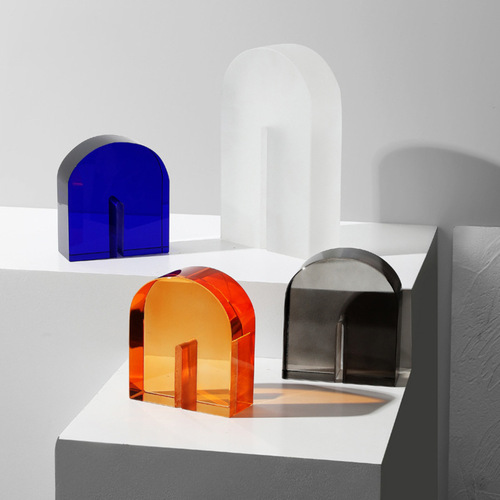 Modern Minimalist Colorful Door Shape Crystal Ornament Sample Room Luxury Soft Furnishing Home Decor Glass Geometric Craft