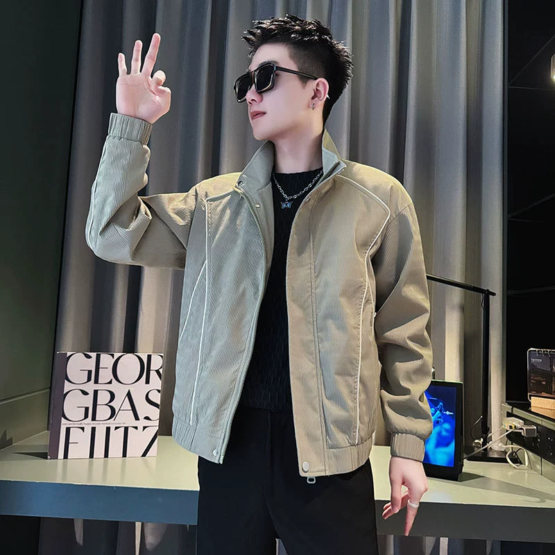 JK168-осенний социальный парень прилив владелец ветра куртка мужское пальто зеленый 2