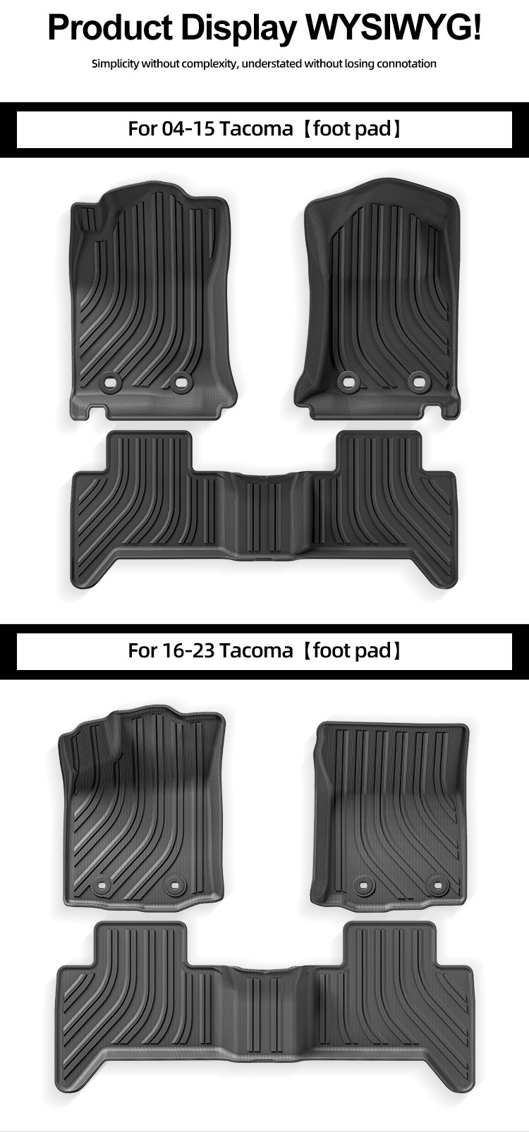 Suitable for 04-24 Toyota Tacoma Tacoma Car Floor Mats, Special Tpe Floor Mats, Rear Bucket Mats