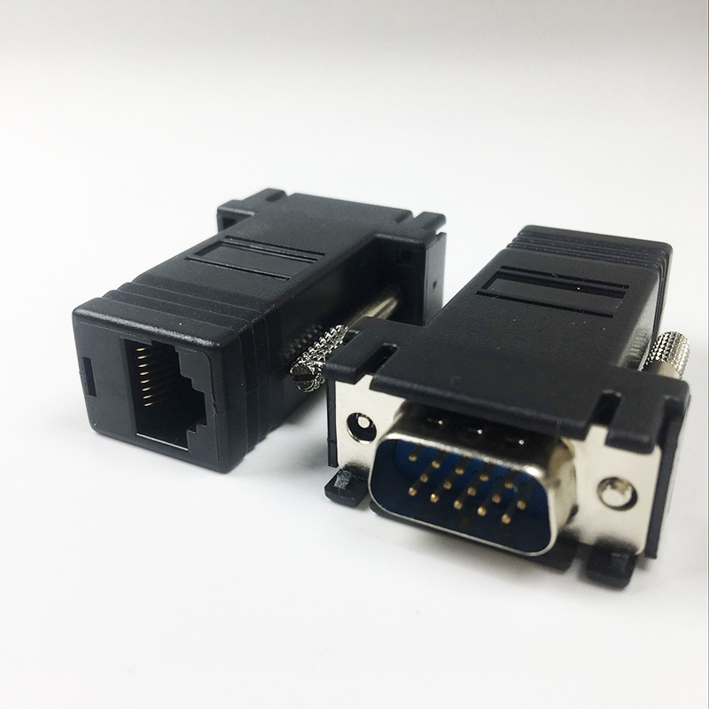 VGA转RJ45转接头网线转vga网线连接器显示器转网线接头vga延长器-阿里巴巴