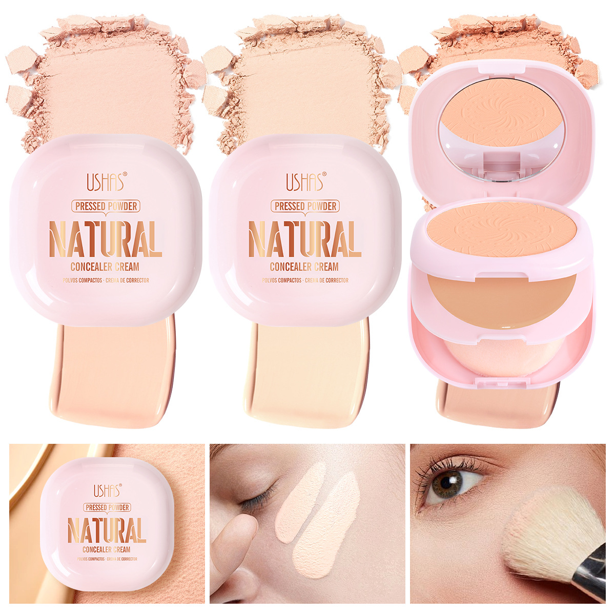 USHAS polvo spot transfronterizo de control de aceite, protector facial, polvo natural UF093B