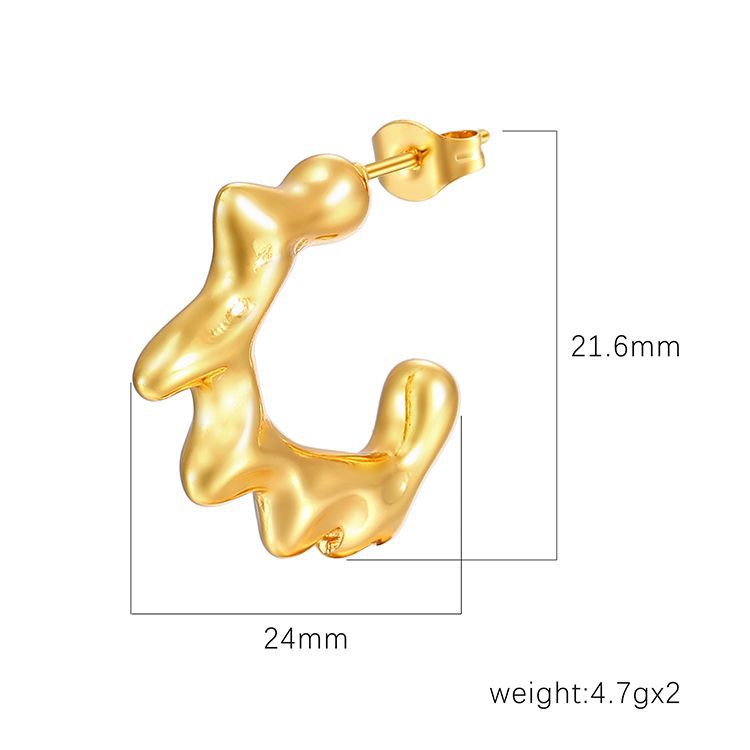 Pendientes de acero inoxidable irregulares de alto grado de moda simple 18K chapado en oro pendientes de moda de mujer al por mayor