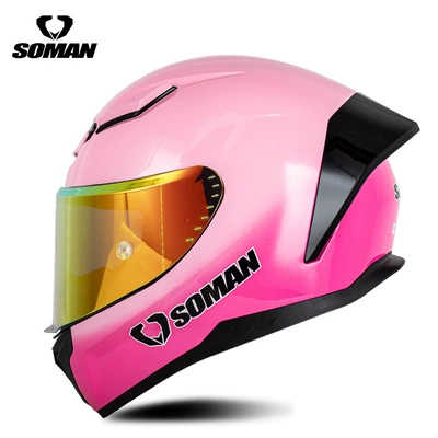 Four Seasons Motorcycle Riding Electric: Motosiklet kaskı (dəbilqə) - pink-double-blend-with-tea-slices-revo-red-s