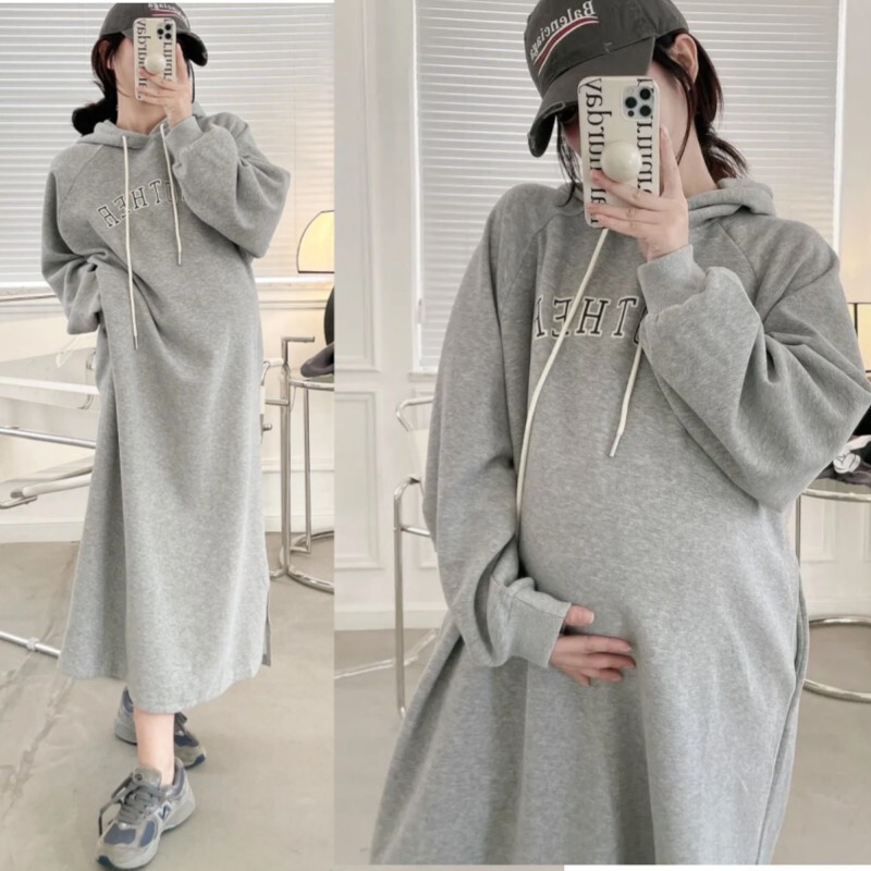 Pregnant women dress autumn 2024 new fashion loose autumn and winter suit plus size pregnant women vests skirt autumn