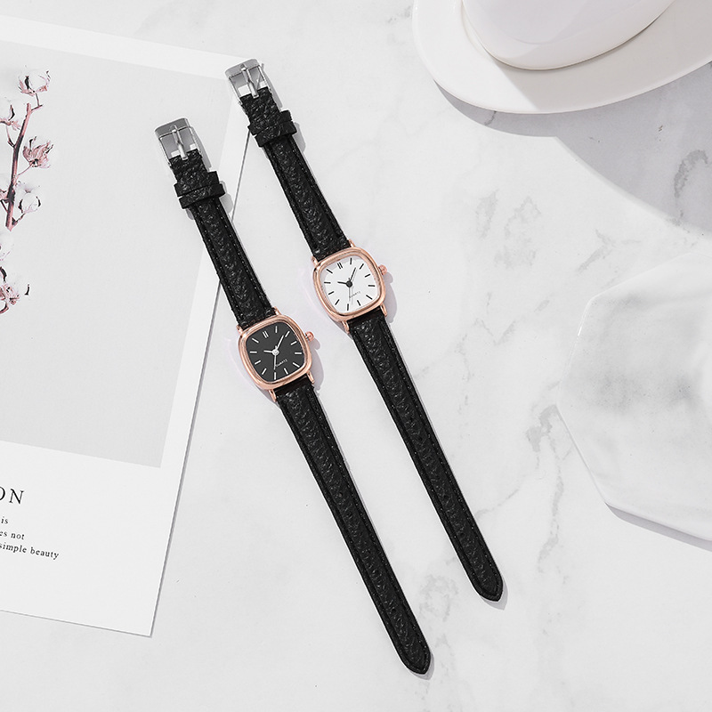 Montre pour femme avec ceinture à quartz pour étudiante, simple, carrée et personnalisée_voghion.com