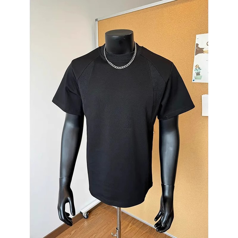 Men's Premium Heavyweight T-Shirt – Structured Shoulder Retro Design With Ribbed Neckline & Breathable Polyester_voghion.com