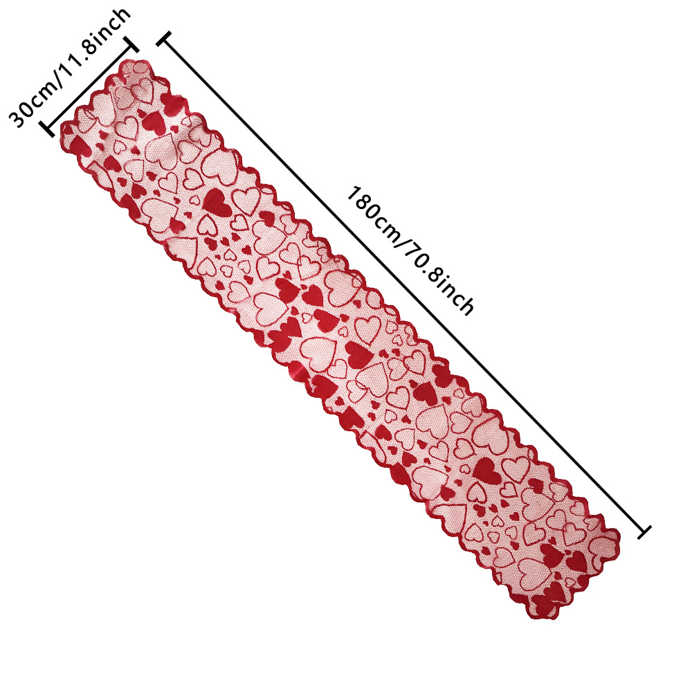 Nuevo amor Día de San Valentín tela de mesa rectangular table bandera de encaje conjunto de almohadillas rojo estilo europeo y americano decoración de la fiesta
