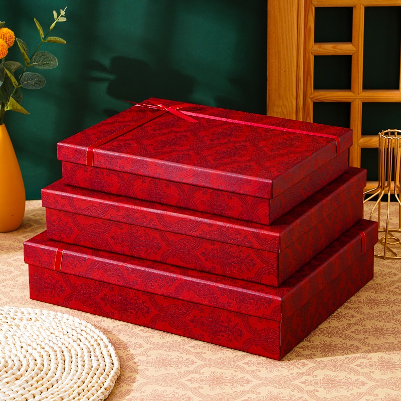 Caja de regalo vacía caja de regalo de Año Nuevo rojo estilo clásico grande ropa interior cálida bufandas caja de embalaje personalizada log