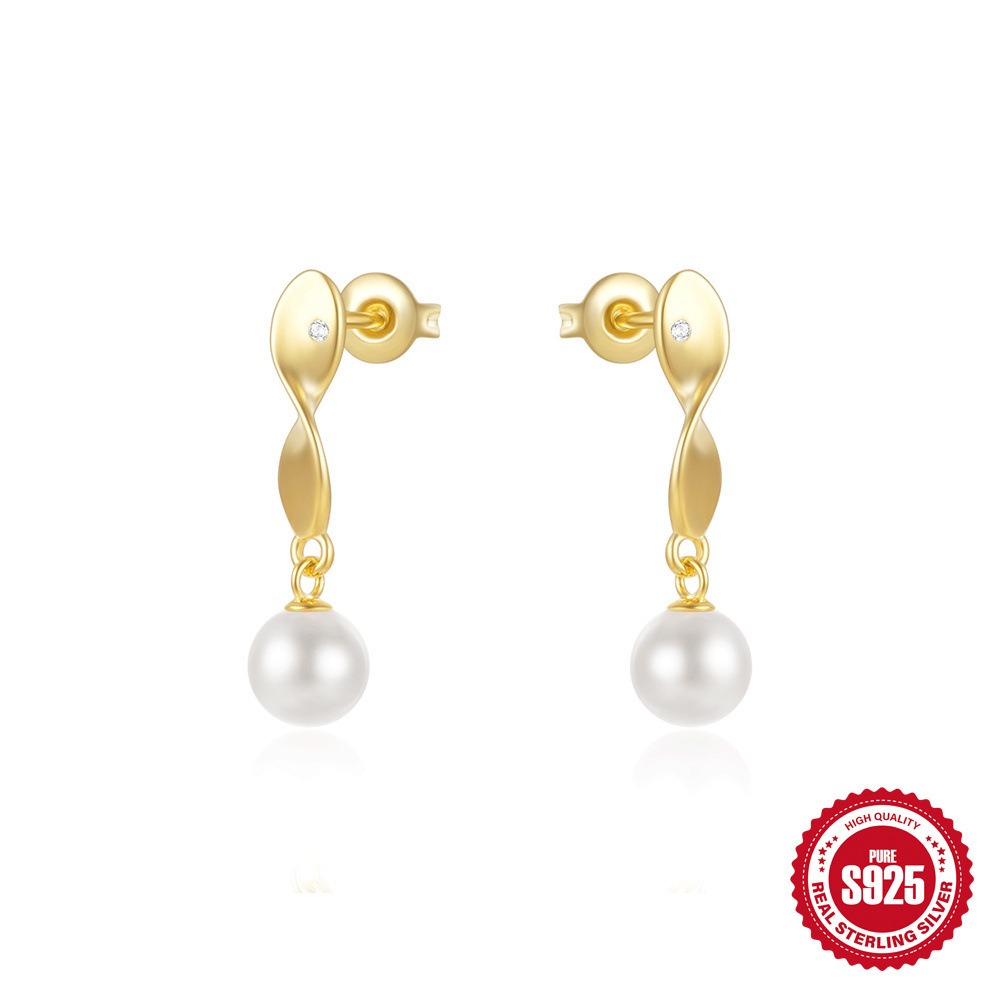Pendientes de lazo de aceite de goteo de viento de niña de nuevo estilo de verano Pendientes de plata de ley s925 de moda simple para mujer