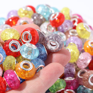 Pan Bracelet Beads DIY Acrylic Resin Large Hole Beads Exploded Beads Cracked Beads Floral Loose Beads Accessories Manufacturer