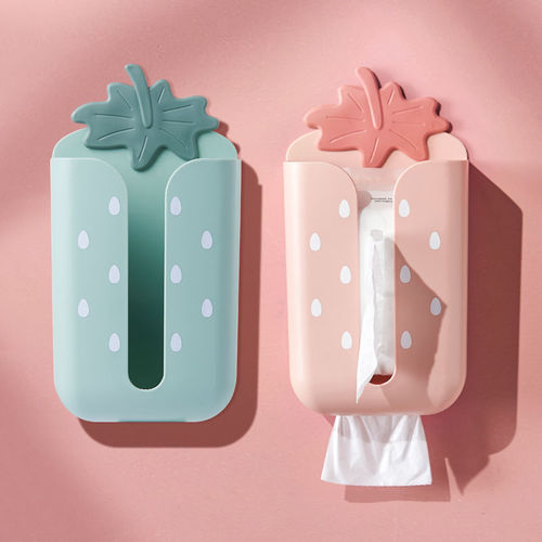 Stylish contrasting color strawberry paper box, multifunctional cartoon paper box, nail-free, drill-free, cute and personalized strawberry tissue box