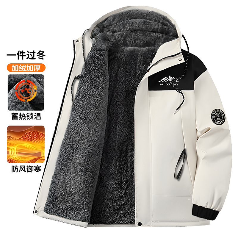 Wholesale fleece-lined thickened men's winter jacket, cold-proof, warm, waterproof, windproof, outdoor printed jacket for men Wholesale fleece-lined thickened men's winter jacket, cold-proof, warm, waterproof, windproof, outdoor printed jacket for men