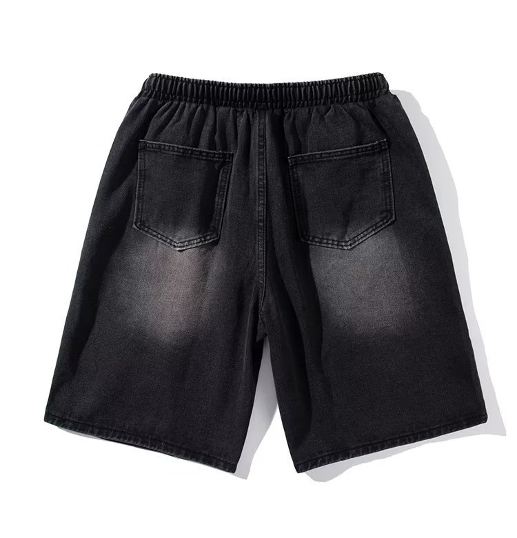 2025 Old Denim Shorts Men's Summer American Retro Washed Loose Splicing Versatile Wide-leg Five-point Pants Tide_viptrois.com