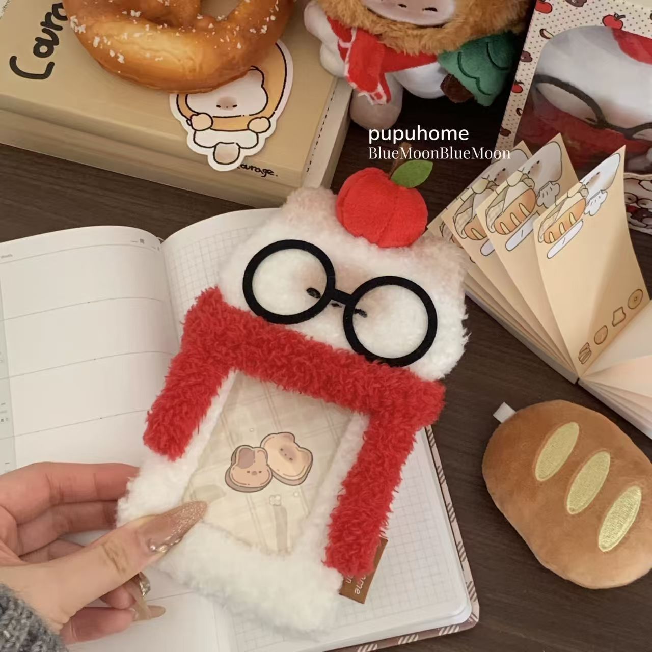 Ins coreano lindo chocolate de menta, ratas y ratas codiciosas, cubierta de tarjetas de peluche, estudiantes de 3 pulgadas, cubierta de almacenamiento de tarjetas pequeñas.