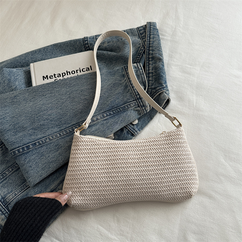 Bolsa de hombro de paja de mujer 2026 bolsas de verano de alta calidad bolsas de vacaciones bolsas de hombro de brazo bolsas de mujer