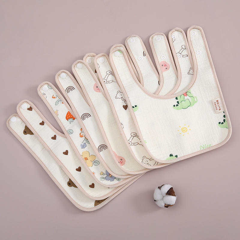 Baby U-Shaped Pure Cotton Thin Waterproof Saliva Towel Anti-Spitting Milk Eating Bib Suitable for Spring and Autumn