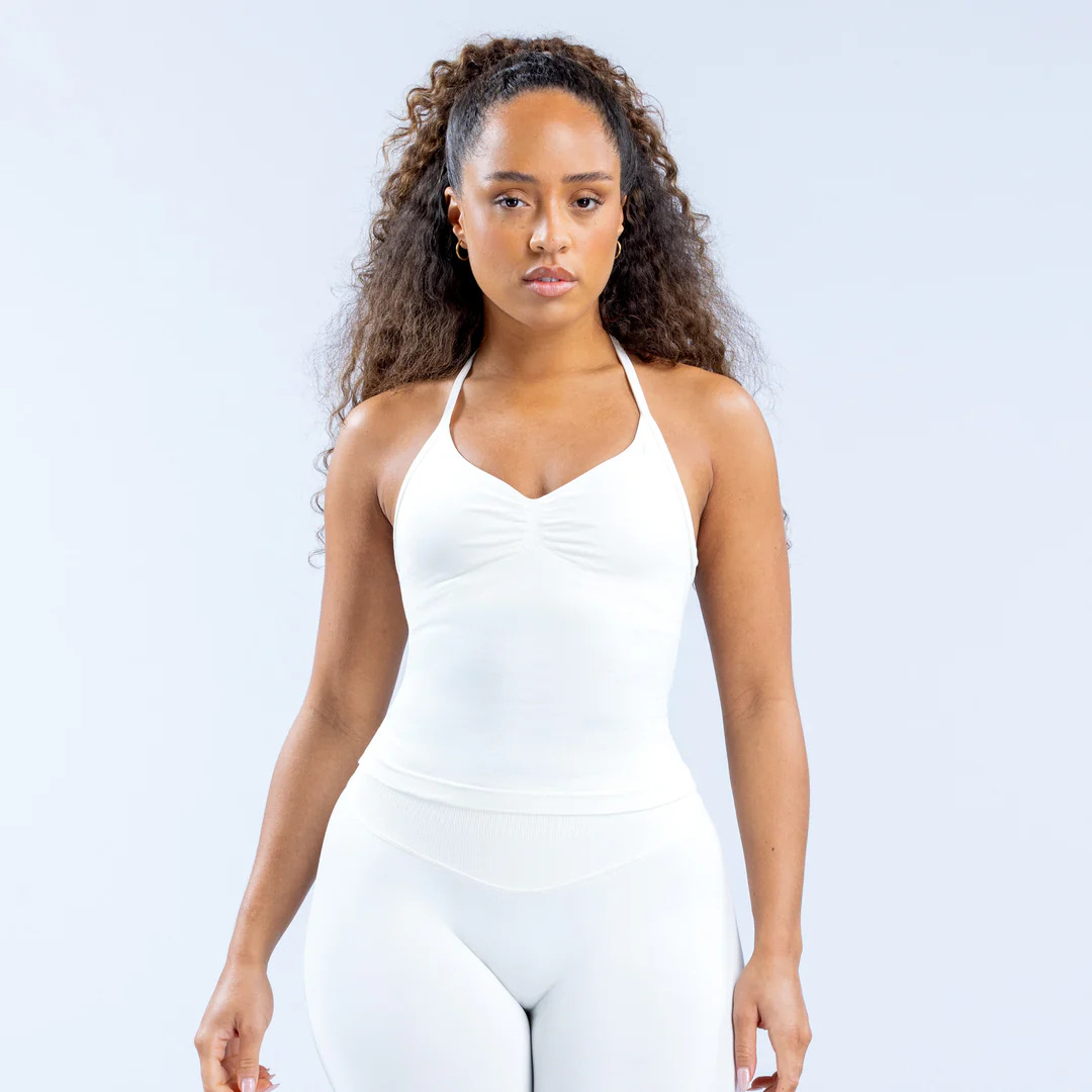 DFYNE Women's Halter Neck Sports Bra Padded Shockproof Yoga Top Backless Strap High Elastic Support Summer Fitness Vest_desvips.com