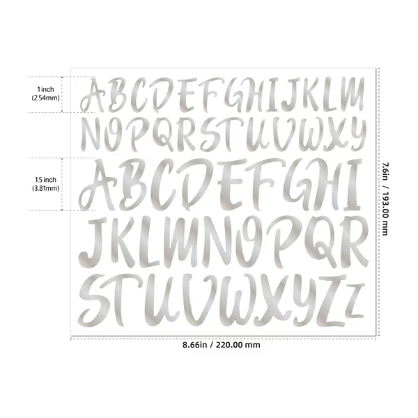1+1.5 inch bright silver letter sticker-G2