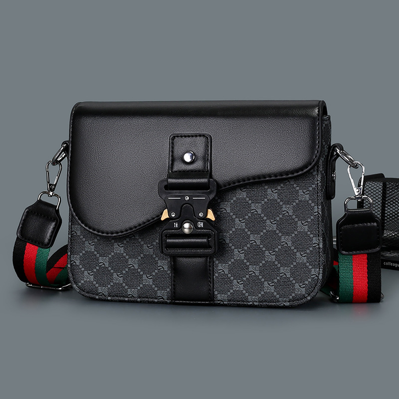 Crossbody bag for men and women, 2026 new style, wide shoulder strap, leather messenger bag with flap closure, European and American fashion, casual and versatile shoulder bag