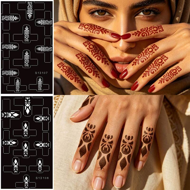 Cross-border finger henna tattoo templates, Indian style hollow-out spray-painted juice paste temporary tattoo sticker templates wholesale Cross-border finger henna tattoo templates, Indian style hollow-out spray-painted juice paste temporary tattoo sticker templates wholesale