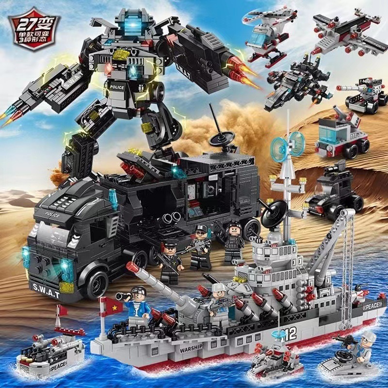 Building Blocks Military Boy Police Special Forces Aircraft Carrier 8870 Series Children's Educational Assembly Cross-Border Wholesale