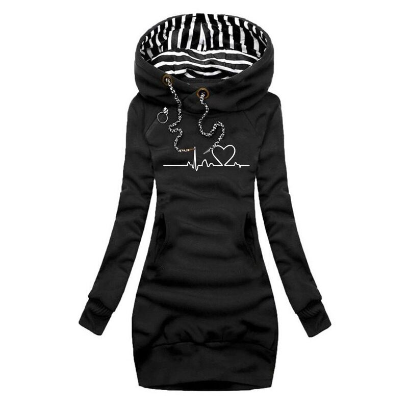 Printed cross-border mid-length women's clothing, new slim-fit sweatshirt for women, fashionable and trendy slimming hooded jacket, women's dress Printed cross-border mid-length women's clothing, new slim-fit sweatshirt for women, fashionable and trendy slimming hooded jacket, women's dress