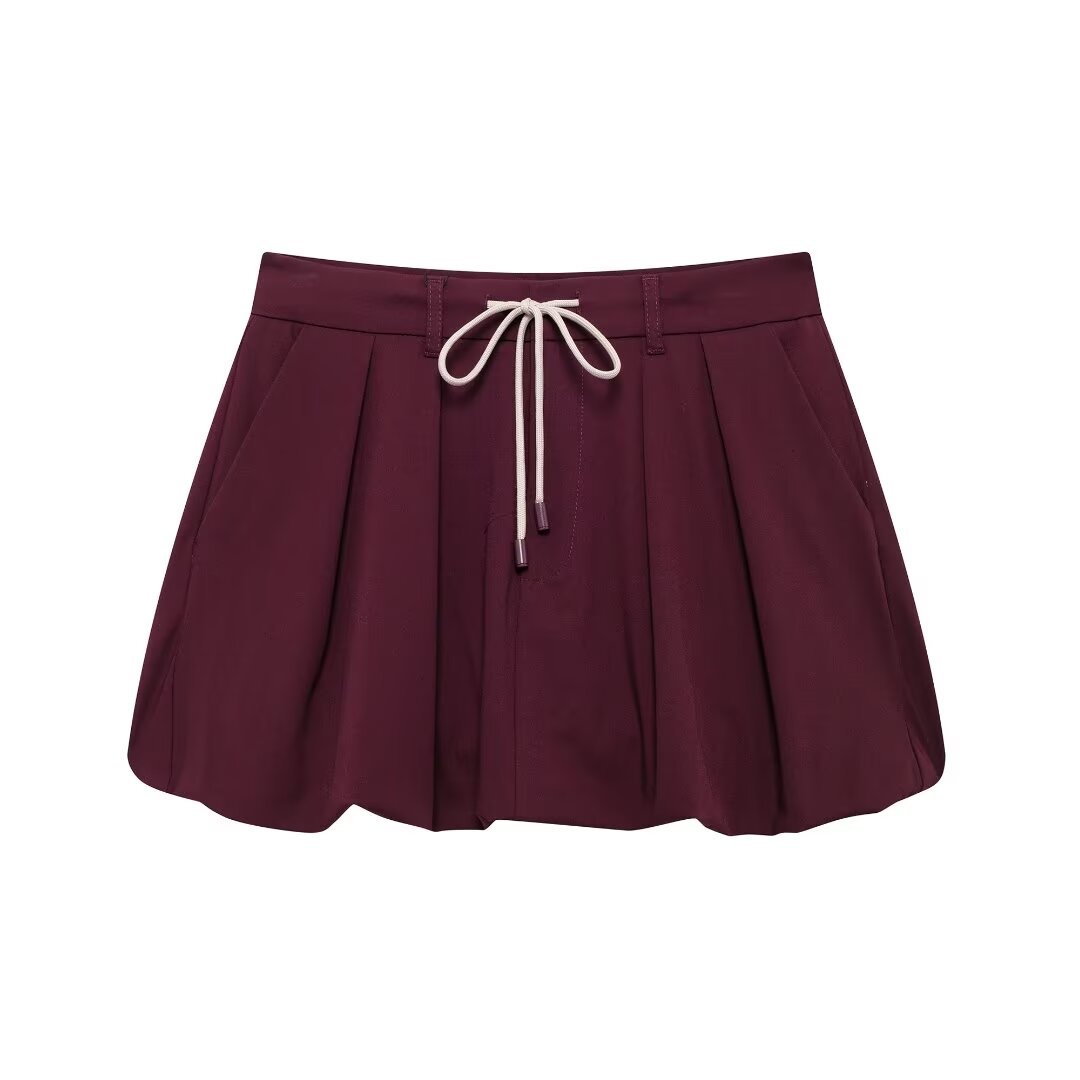 Pocket, Zipper Craft Holiday Daily Wine Red Women's Streetwear Solid Color Polyester Skirt Co-ord Set Skirt Sets