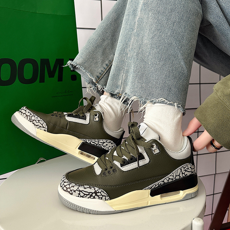 2023年秋冬新款气垫休闲运动女鞋校园甜美风aj3帆布潮版 街拍百搭