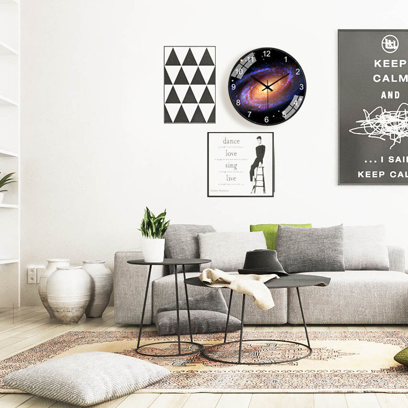 Reloj nórdico de Internet para sala/dormitorio [20cm/8 pulgadas], reloj silencioso de estrellas/espacio/Galaxia, reloj de pared para hogar