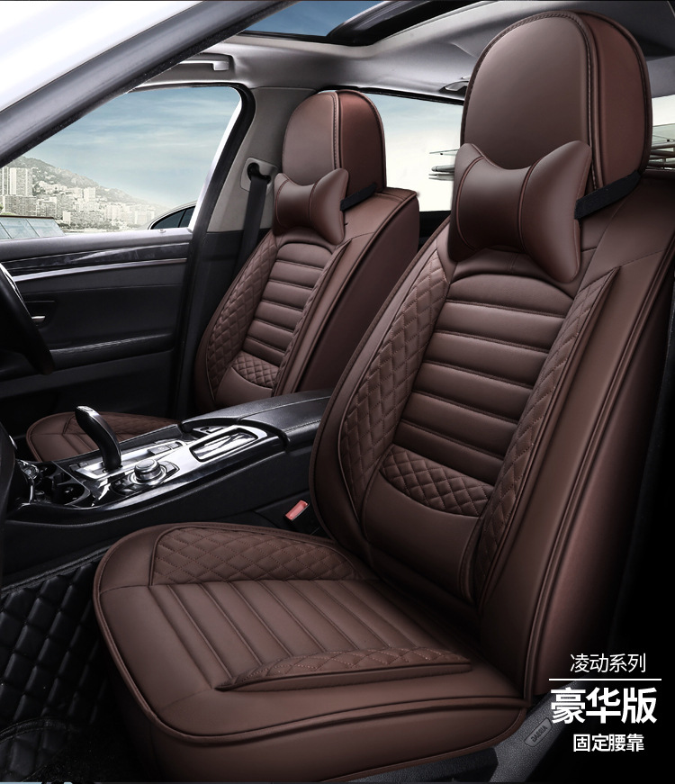 New Diamond-Shaped Full-Surround Full-Leather Solid Waist Car Seat Cushion Manufacturer Wholesale One-Piece Drop-Shipping Car Seat Cover Suitable for All Seasons