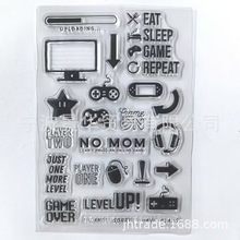 scrapbook DIY相册卡片手帐橡皮章成品章透明印章图章 EAT SLEEP