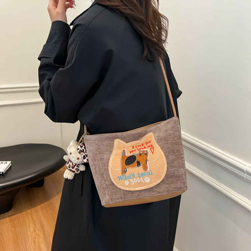 2024 invierno nuevo lindo cartón de dibujos animados de gran capacidad bolsos casuales para mujeres coreanas bolsos de hombro de moda bolsos casuales para mujeres