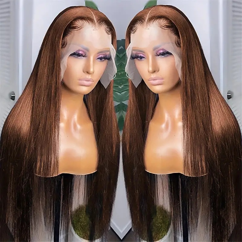 Parrucca sintetica lace wig lunga liscia marrone capelli_voghion.com