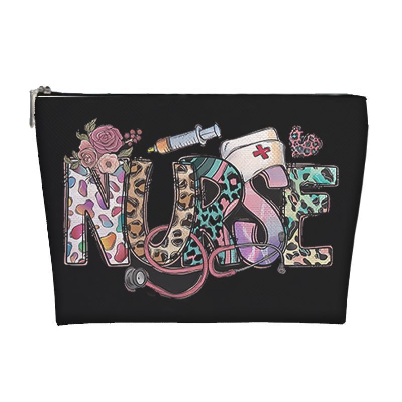 Nueva bolsa de maquillaje pu Amazon venta caliente bolsa de maquillaje de enfermería bolsa de mano bolsa de lavado bolsa de tela pequeña bolsa de almacenamiento