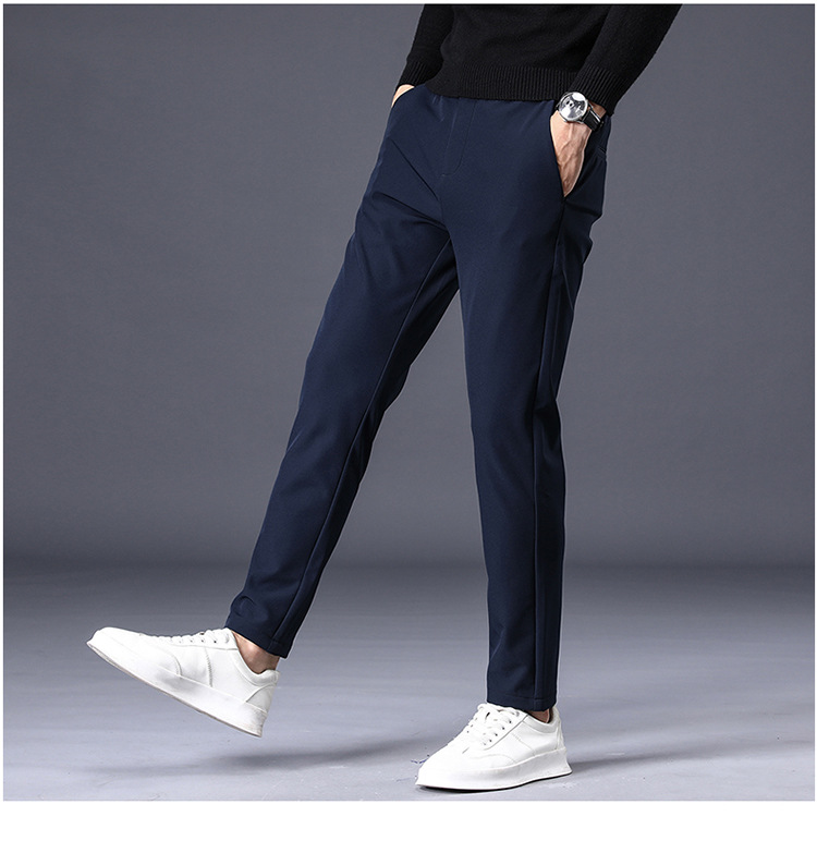 Spring casual slim fit straight suit simple non ironing business autumn men's pants, solid color_voghion.com