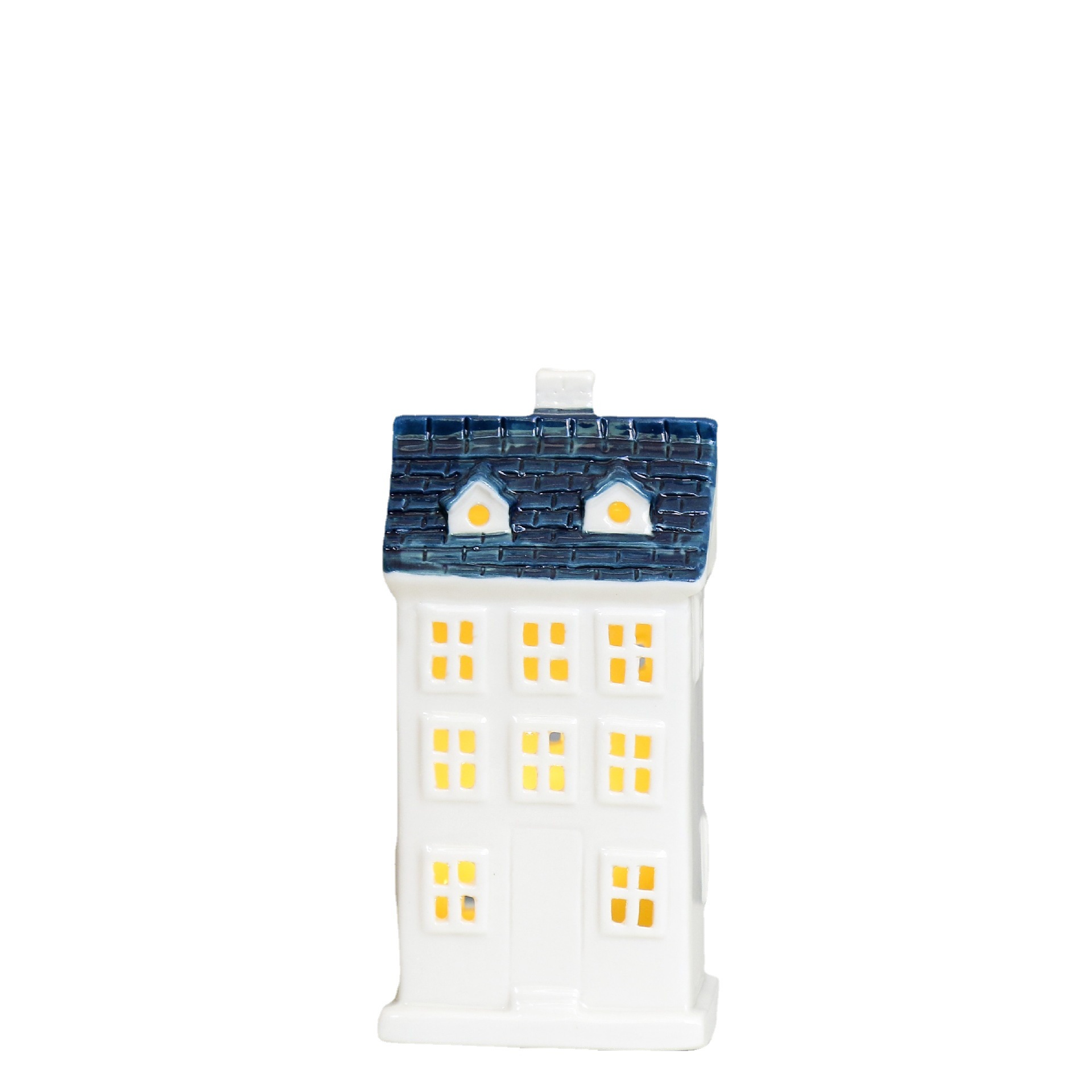 Cerámica hueco casa LED luz artesanía nuevo estilo europeo decoración creativa Navidad decoraciones pequeña lámpara de mesa decoración al por mayor