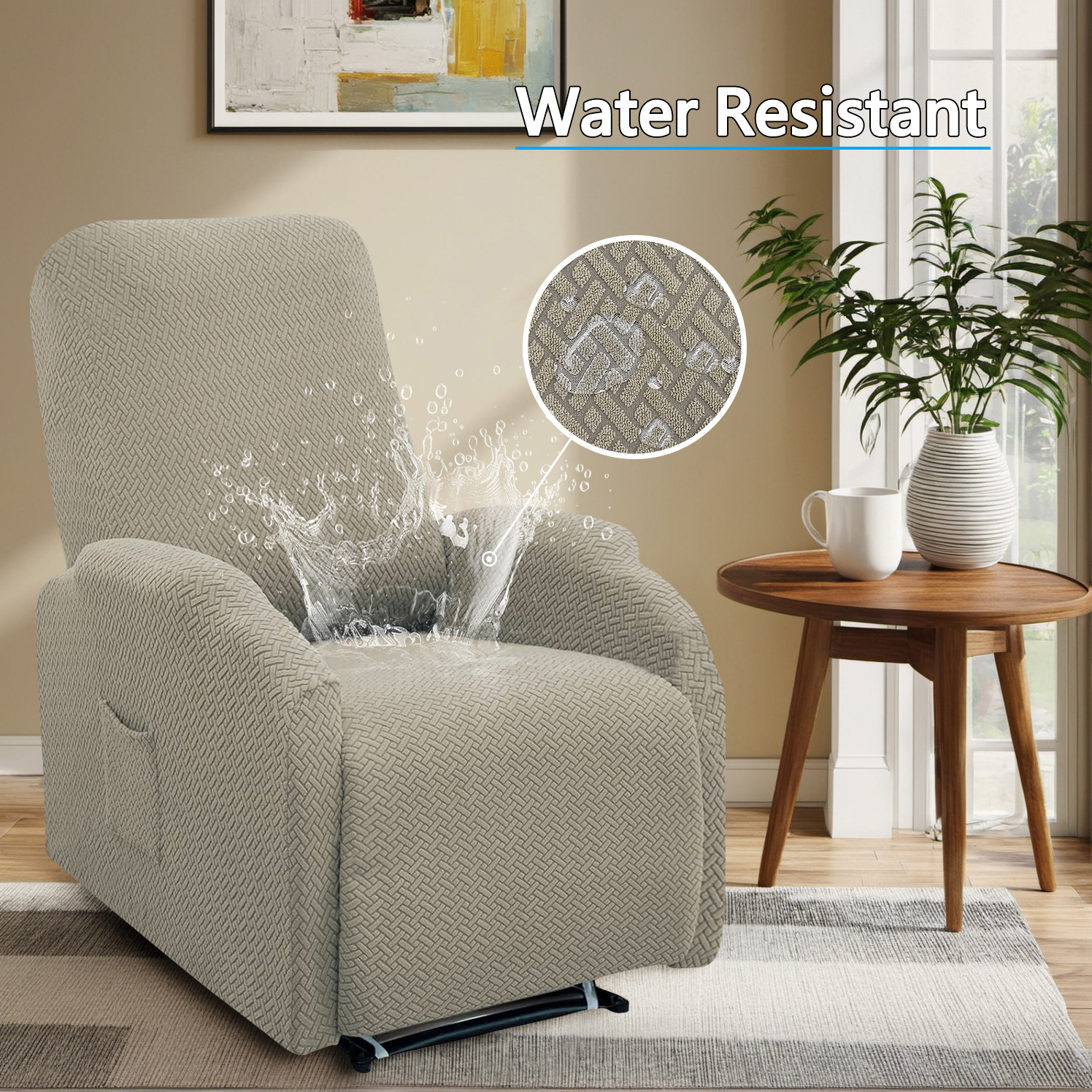 Cross-border Jacquard T-shaped Waterproof Striped Pattern Small Chivas Regal Sofa Cover Solid Color Elastic One-person Massage Recliner Cover