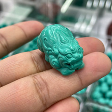 厂家供高仿优化绿松石高瓷精工雕刻大貔貅侧挂吊坠金刚菩提配件di