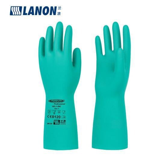 兰浪(LANON) SR110 丁腈植绒防化手套加厚款