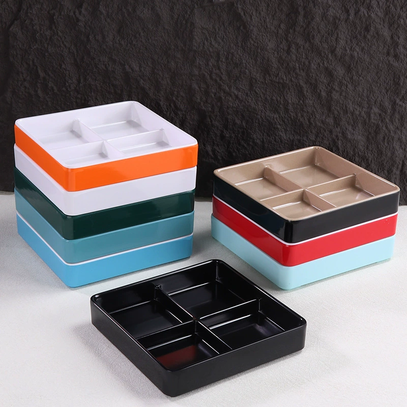 Меламиновая четырехсекционная тарелка для закусок, пластиковая разделочная тарелка для сухофруктов, тарелка для фруктов в KTV, тарелка для закусок.