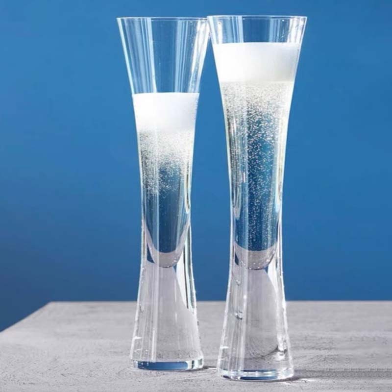 Taza de vidrio de cintura pequeña Taza de bebida de jugo transparente Taza de cerveza artesanal creativa Taza de champán de vino dulce de batido alto