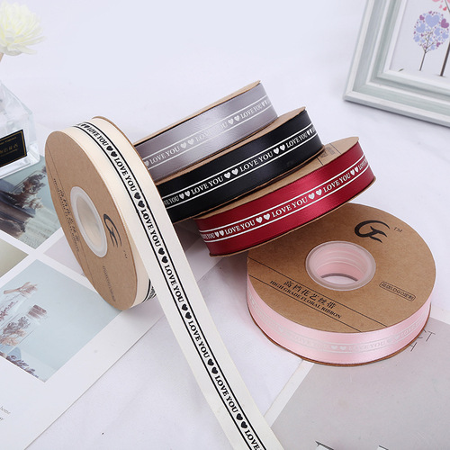 2.5cm Printed English Ribbon Floral Packaging Gift Box Satin Ribbon DIY Handmade Bow Ribbon