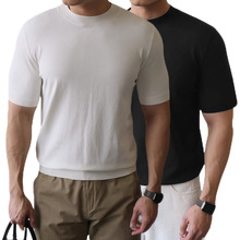 �羳���R�d TikTok Temu Men's Plus Size Knit T-shirt, Solid C